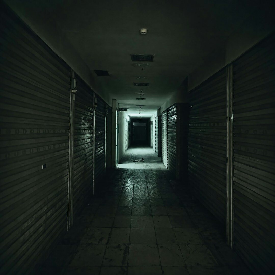 shadowy corridor at night